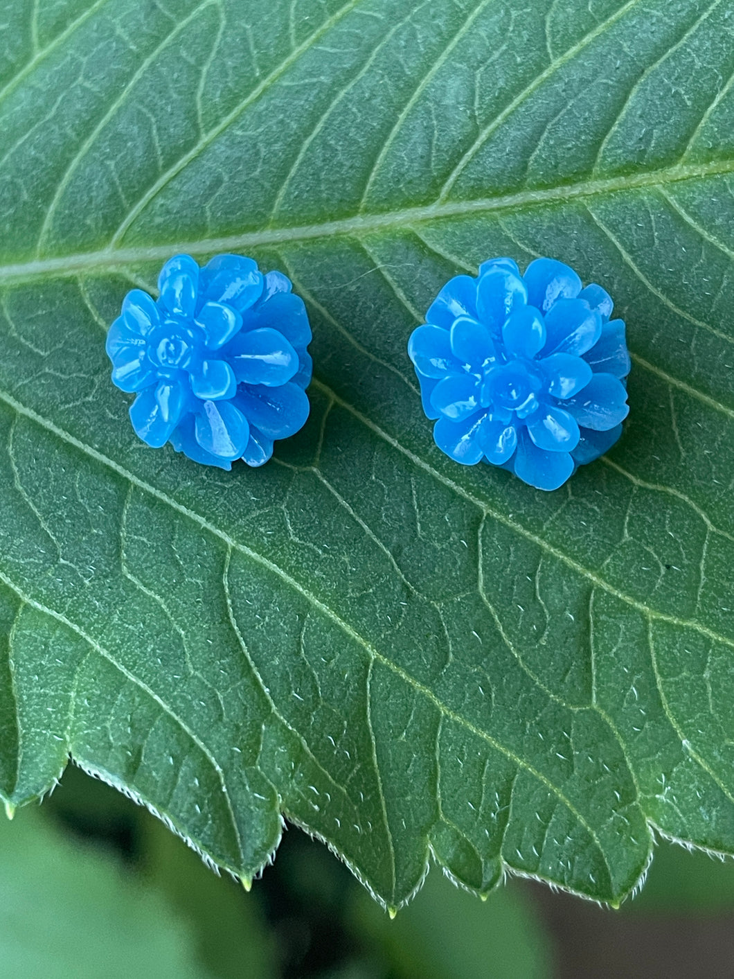 Blue Flower Post Earrings