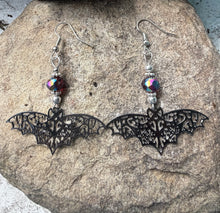 Load image into Gallery viewer, Filigree Bat Earrings