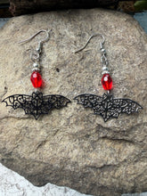 Load image into Gallery viewer, Filigree Bat Earrings