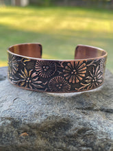 Load image into Gallery viewer, Floral Burst Copper Cuff Bracelet