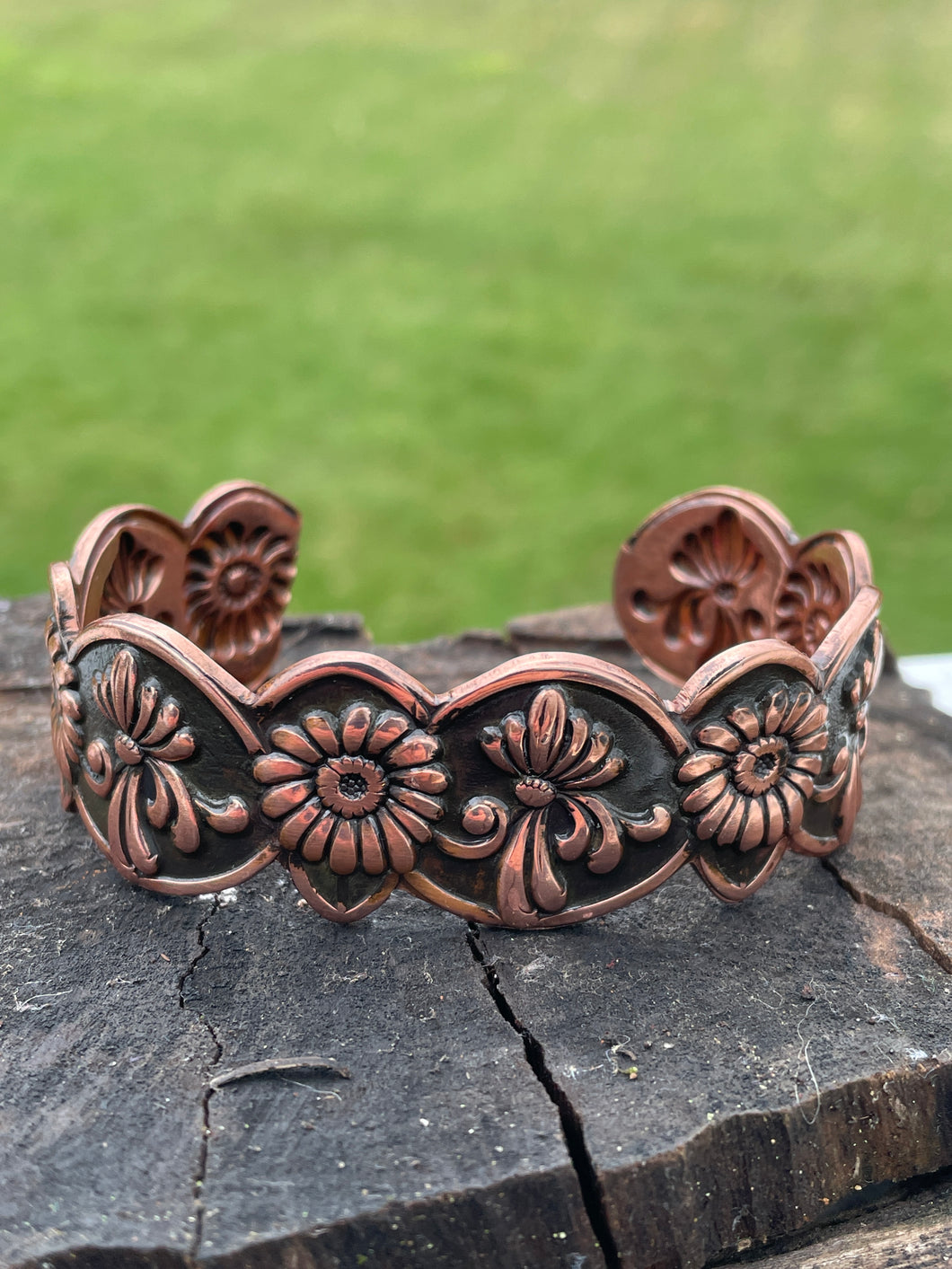 Iris and Daisy Copper Cuff