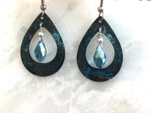 Load image into Gallery viewer, Turquoise Copper Patina Teardrop Earrings