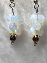 Load image into Gallery viewer, Sea Opal Earrings with Garnet