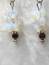 Load image into Gallery viewer, Sea Opal Earrings with Garnet