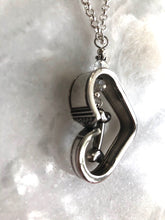 Load image into Gallery viewer, Silverware Floating Heart Dog Bone Necklace