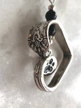 Load image into Gallery viewer, Silverware Floating Heart with Paw Print Necklace