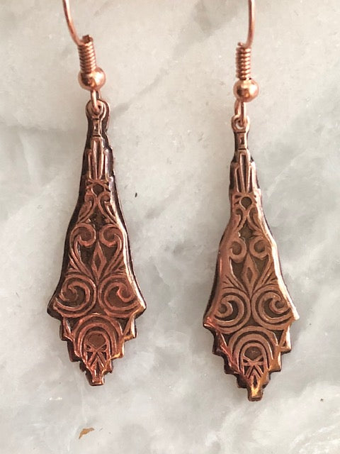 Art Deco Copper Earrings