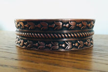 Load image into Gallery viewer, Copper Cuff Bracelet with Rope trim