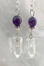 Load image into Gallery viewer, Crystal Point and Amethyst Earrings