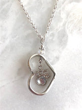 Load image into Gallery viewer, Silverware Floating Heart Crystal Paw Necklace