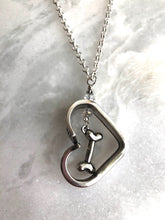 Load image into Gallery viewer, Silverware Floating Heart Dog Bone Necklace