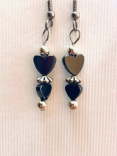 Load image into Gallery viewer, Hematite Heart Earrings
