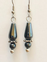 Load image into Gallery viewer, Hematite teardrop earrings