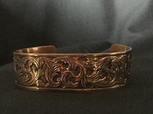 Load image into Gallery viewer, Copper Cuff Bracelet with swirls