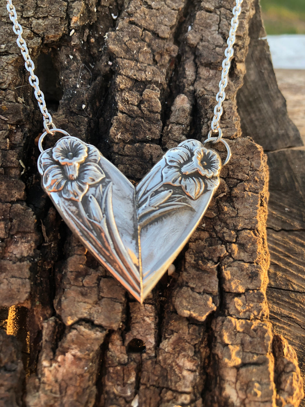 Daffodil Silverware Heart Necklace