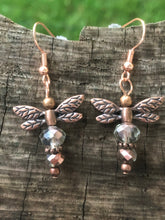 Load image into Gallery viewer, Dragonfly Copper Earrings