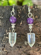 Load image into Gallery viewer, Crystal Point and Amethyst Earrings