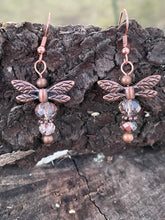 Load image into Gallery viewer, Dragonfly Copper Earrings