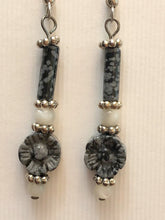 Load image into Gallery viewer, Snowflake Obsidian Earrings