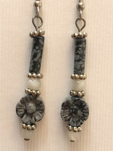 Load image into Gallery viewer, Snowflake Obsidian Earrings