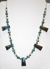 Load image into Gallery viewer, Turquoise Metallic Crystal Necklace and Earrings Set